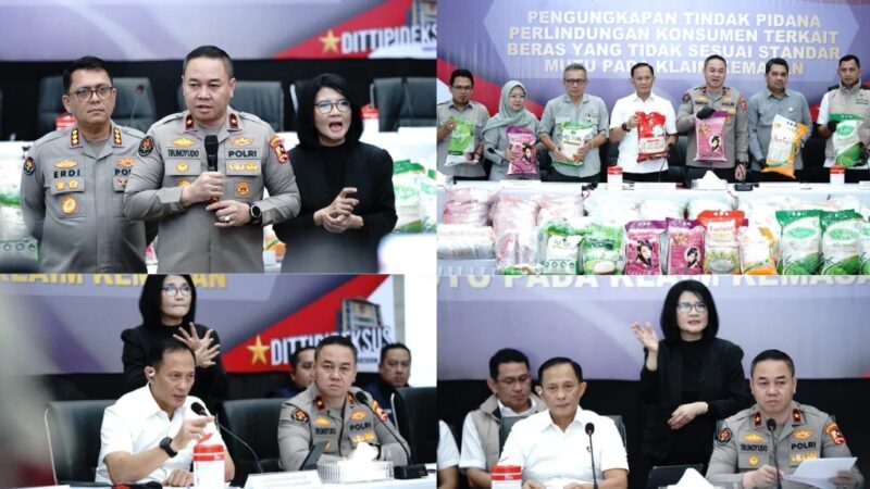 Foto : Satgas Pangan Polri meningkatkan status ke tahap penyidikan dugaan pengoplosan beras
