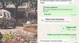 Foto : Toko Obat di Jl. TB Simatupang dan Chat whatsapp dengan Polsek