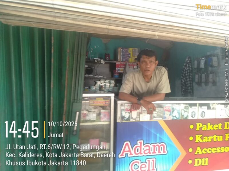 Foto : Konter pulsa yang berlokasi di Jalan Utan Jati, RT.06 RW.12, Kelurahan Pegadungan, Kecamatan Kalideres, Jakarta Barat