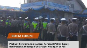 Perkuat Pengamanan Nataru, Personel Polres Garut dan Polsek Limbangan Gelar Apel Kesiapan di Pos Terpadu.