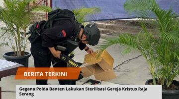 Gegana Polda Banten Lakukan Sterilisasi Gereja Kristus Raja Serang